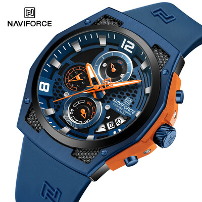 NAVIFORCE Ceas de lux de înaltă calitate, original pentru bărbați, curea din silicon, ceas de mână cu cuarț pentru bărbați, ceas sport, ceas masculin