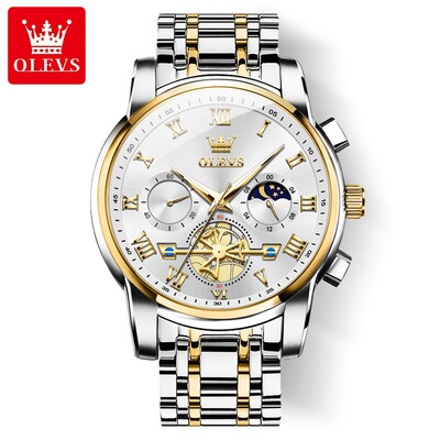 OLEVS populārāko zīmolu vīriešu pulksteņi klasiski romiešu mēroga ciparnīcas luksusa rokas pulkstenis vīriešiem oriģināls kvarca ūdensizturīgs gaismas hronogrāfs