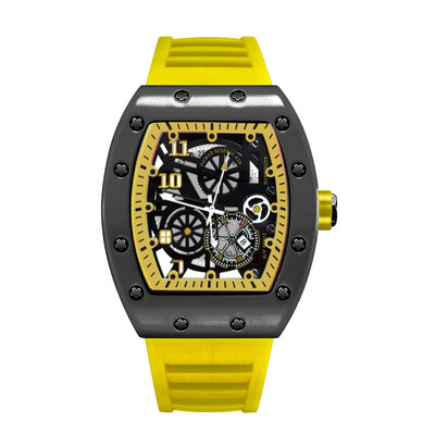 UTHAI Мъжки часовник Спортна модна тенденция Напълно автоматичен кварцов ръчен часовник Кух водоустойчив черен воин Мъжки часовници с часовник