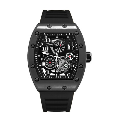 UTHAI Мъжки часовник Спортна модна тенденция Напълно автоматичен кварцов ръчен часовник Кух водоустойчив черен воин Мъжки часовници с часовник