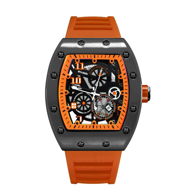 UTHAI Мъжки часовник Спортна модна тенденция Напълно автоматичен кварцов ръчен часовник Кух водоустойчив черен воин Мъжки часовници с часовник