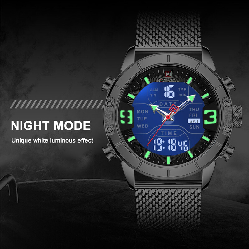 Ceasuri de lux NAVIFORCE pentru bărbați, ceas de mână sport, analog, digital, impermeabil, din oțel inoxidabil, ceasuri originale din argint 2022