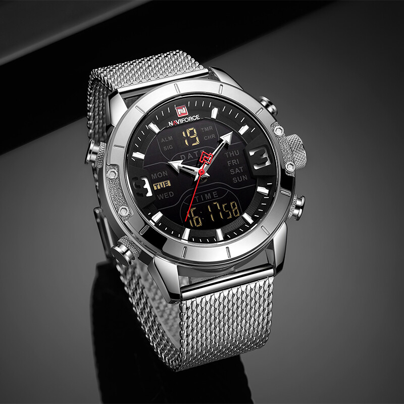 Ceasuri de lux NAVIFORCE pentru bărbați, ceas de mână sport, analog, digital, impermeabil, din oțel inoxidabil, ceasuri originale din argint 2022