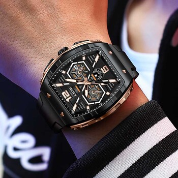 Relogio Masculino LIGE Мъжки часовник Луксозен водоустойчив кварцов ръчен часовник Raise Wrist Luminous Date Sports Silicone Clock Man Watches