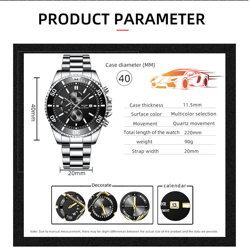 Ceasuri de lux pentru bărbați de afaceri Ceas de cuarț din oțel inoxidabil argintiu Ceas luminos pentru bărbați