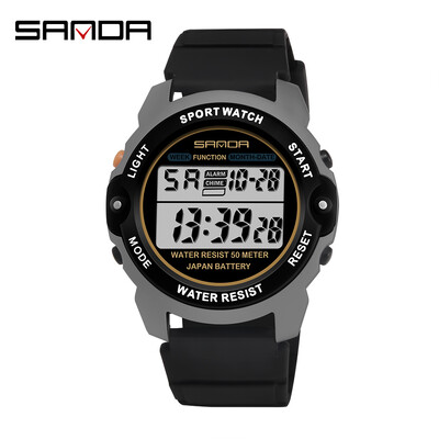 SANDA modes ikdienas sieviešu pulkstenis, silikona siksna, ūdensnecaurlaidīgs LED sieviešu digitālais rokas pulkstenis datuma sporta hronogrāfs sieviešu pulkstenis