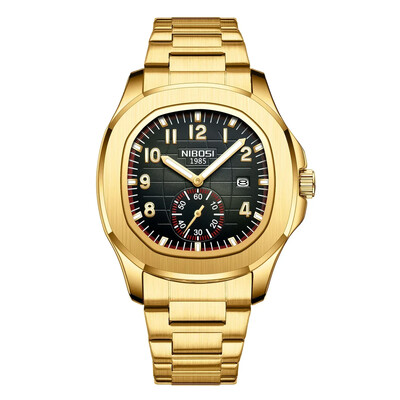 NIBOSI Ceas de mână de lux pentru bărbați, impermeabil, luminos, cu cronograf, pentru bărbați, ceasuri pătrate de cuarț din silicon, pentru bărbați, Relogio Masculino