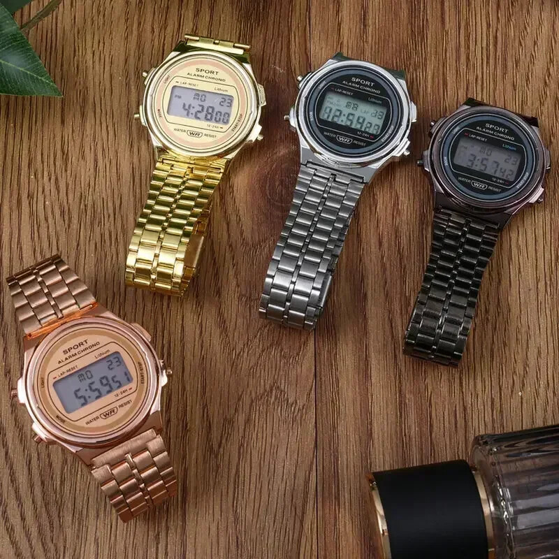 Noi ceasuri de mână sport digitale impermeabile pentru bărbați, femei, multifuncțional, cu LED-uri cu electroni, ceas de mână, ceasuri retro cu bandă de oțel