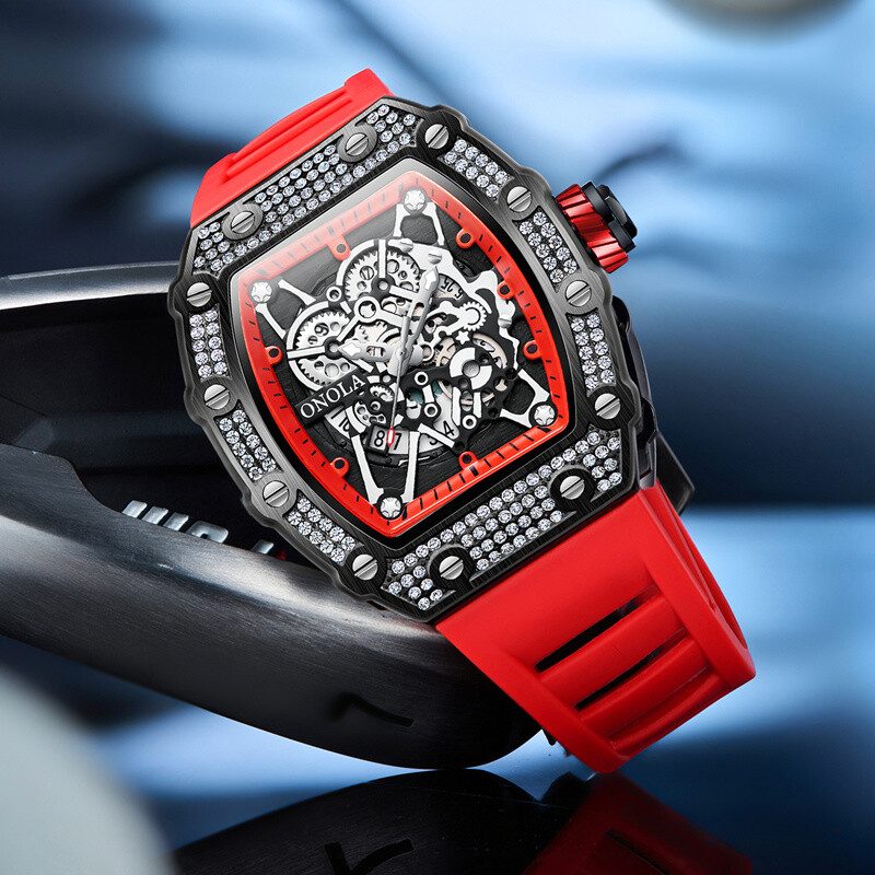 2022, ceas pentru bărbați, ONOLA, la modă, de lux, cu design cu incrustație de diamante, cu bandă impermeabilă, cu bandă, ceasuri pentru bărbați, ceas masculin