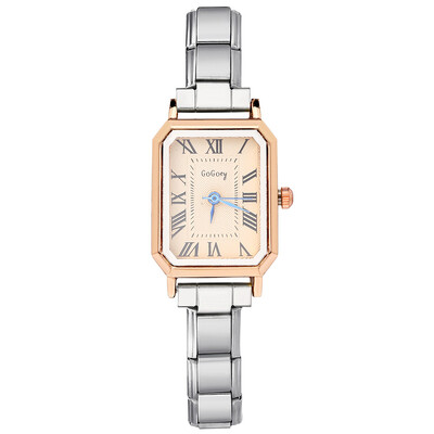 GEMOSA, elegant, pătrat, femei, bărbați, ceasuri cuarț, cifre romane, design minimalist, curea din oțel inoxidabil, petrecere, ziua de naștere, cadou zilnic