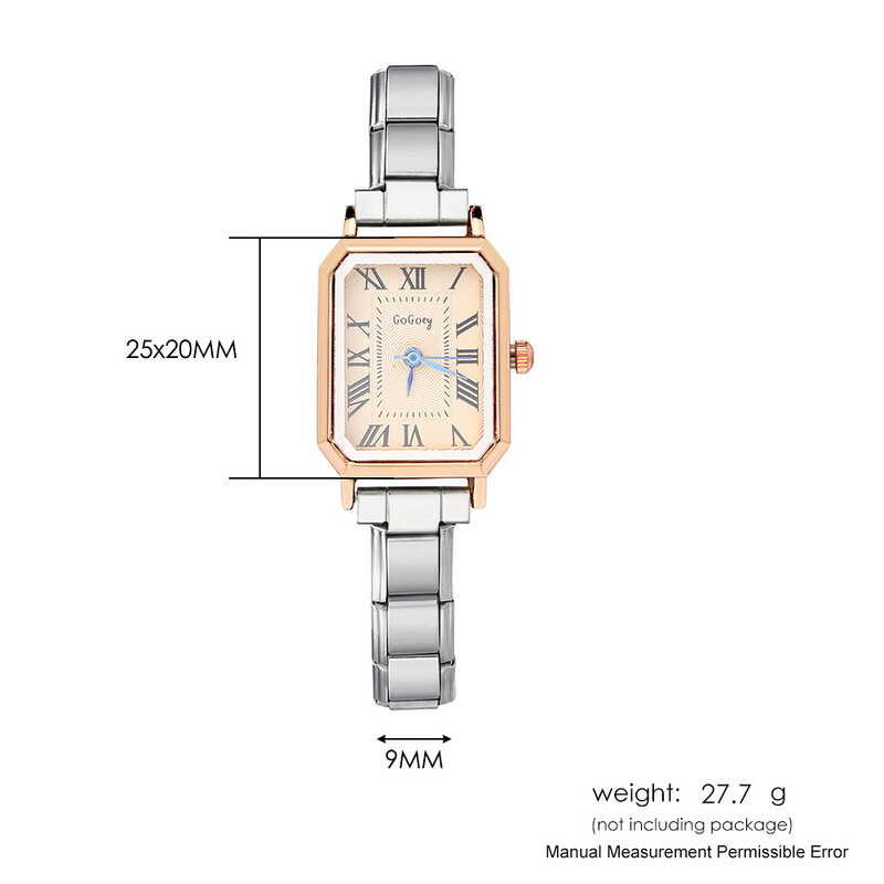 GEMOSA, elegant, pătrat, femei, bărbați, ceasuri cuarț, cifre romane, design minimalist, curea din oțel inoxidabil, petrecere, ziua de naștere, cadou zilnic