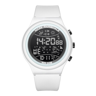 Mark Fairwhale Ceas pentru bărbați pentru sport în aer liber, curea din silicon 4440, ceas cu alarmă luminos, ceas digital impermeabil pentru bărbați și femei