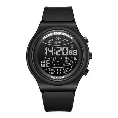 Mark Fairwhale Ceas pentru bărbați pentru sport în aer liber, curea din silicon 4440, ceas cu alarmă luminos, ceas digital impermeabil pentru bărbați și femei