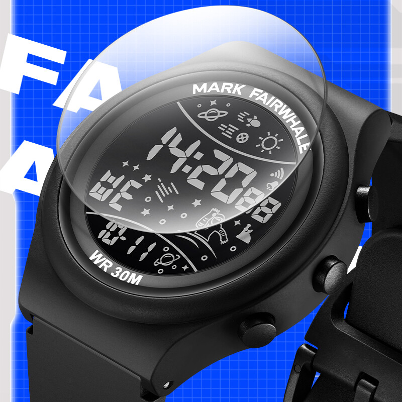 Mark Fairwhale Ceas pentru bărbați pentru sport în aer liber, curea din silicon 4440, ceas cu alarmă luminos, ceas digital impermeabil pentru bărbați și femei