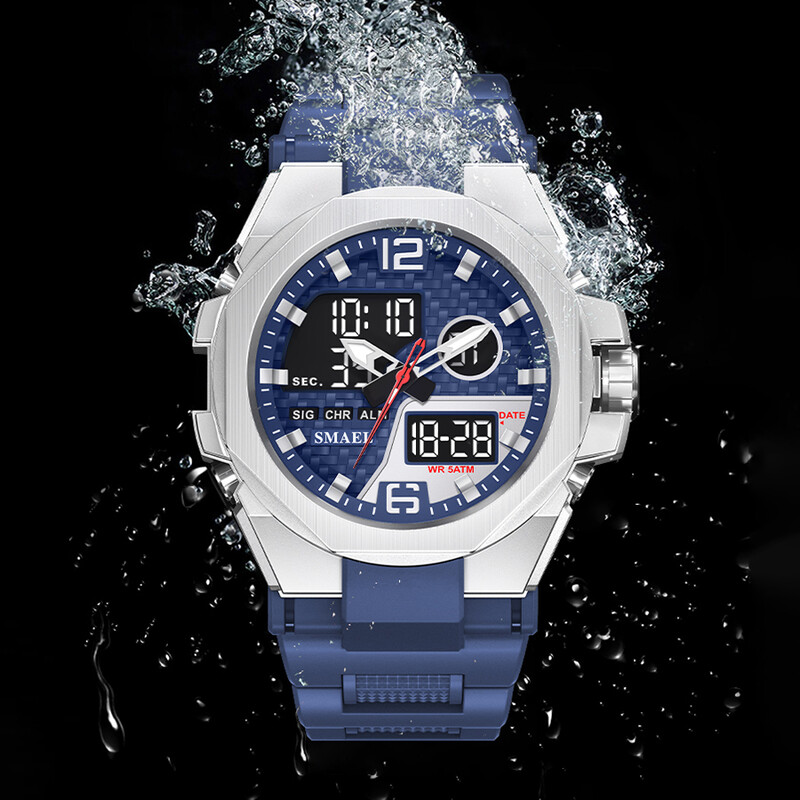 JAUNS Sporta Pulkstenis Vīriešu SMAEL Dual Time Watch Digitālais Led Pulkstenis Modinātājs 8103 Modes Vīriešu Rokas pulksteņi Digitālais LED Pulkstenis Sports