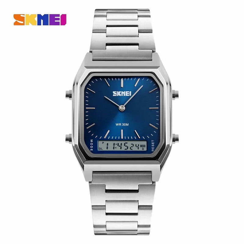 SKMEI luksusa digitālais kvarca pulkstenis vīriešiem sporta hronogrāfs ūdensizturīgs vīriešu rokas pulksteņi no nerūsējošā tērauda 1612 reloj hombre 1220