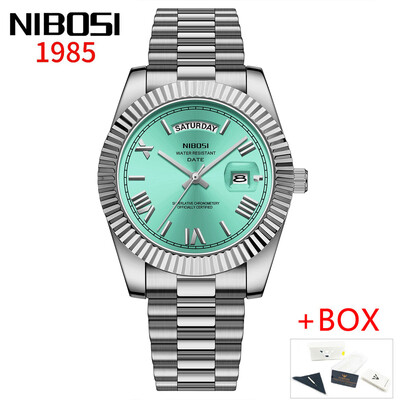 NIBOSI, marca de lux, ceas de cuarț, auriu, roșu, pentru bărbați, din oțel inoxidabil, rezistent la apă, luminoasă, săptămâna, ceasuri de modă pentru bărbați, ceasuri pentru bărbați