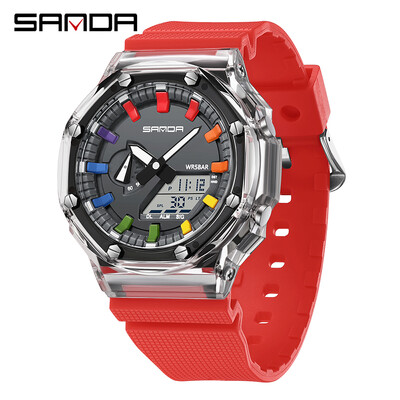 SANDA G Style Ceas electronic Multifunctional la modă Ceas digital LED Ceas cu alarmă militar Ceas cu quartz șoc Relogios