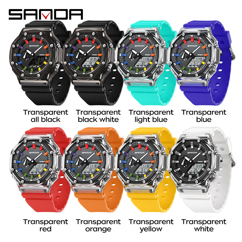 SANDA G Style Ceas electronic Multifunctional la modă Ceas digital LED Ceas cu alarmă militar Ceas cu quartz șoc Relogios