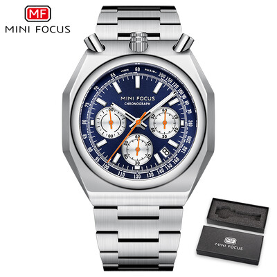 MINI FOCUS Ceas de cuarț multifuncțional la modă pentru bărbați Calendar Luminos de lux Curea din oțel inoxidabil Bull Head Ceasuri pentru bărbați