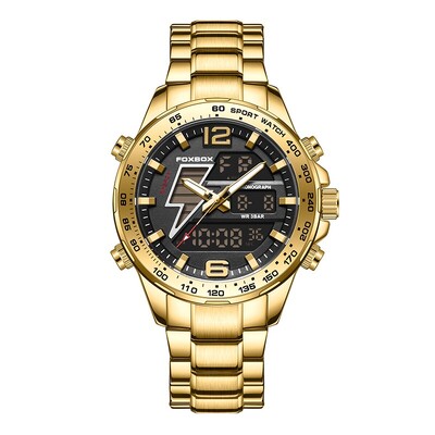 2024 Ceas cu afișaj dublu pentru bărbați Ceas de lux pentru bărbați de top, la modă, sport, ceasuri militare cu quartz, ceas cu cronograf auriu