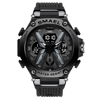 Marca SMAEL 8087 pentru ceasuri digitale cu cuarț pentru bărbați, ceas cu ecran dublu, rezistent la apă, 50 m