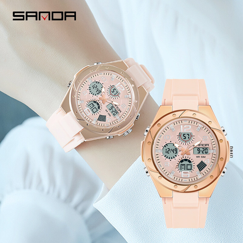 SANDA Modes sporta sieviešu pulksteņi Modes ikdienas ūdensizturīgs LED digitālais pulkstenis sieviešu rokas pulksteņi ikdienas pulkstenis reloj hombre