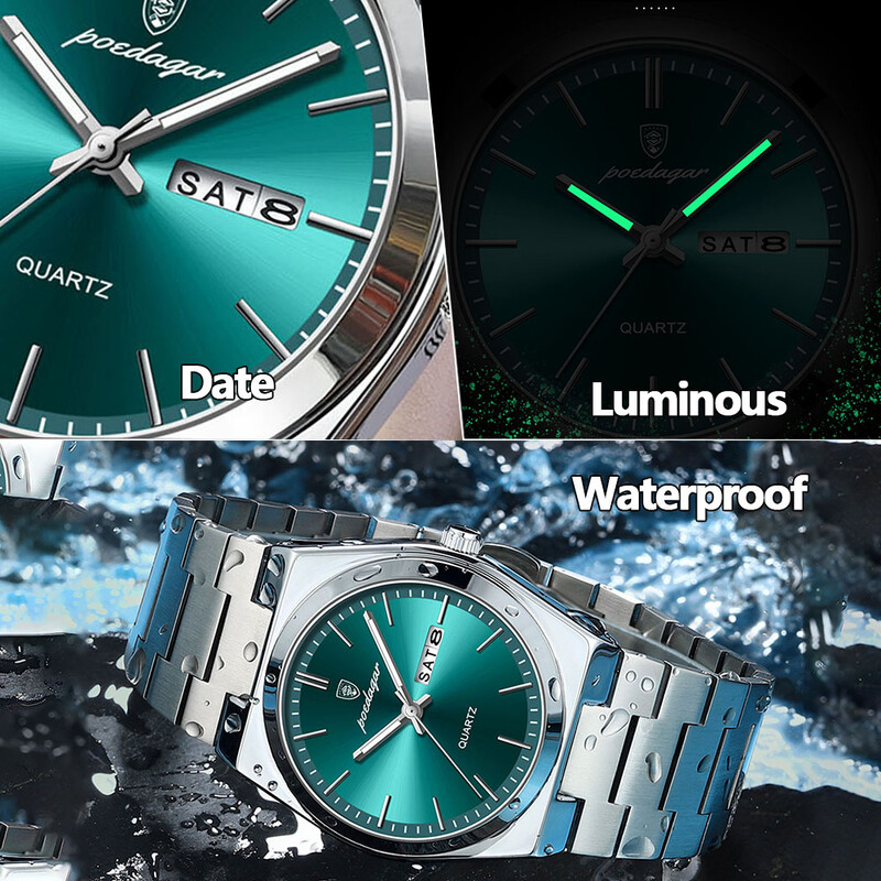 POEDAGAR Ceasuri Bărbați Fine Oțel Sport Moda Ceas Cuarț Original pentru Bărbat Impermeabil Luminos Data Weel Gentleman Trend Relo