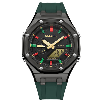 SMAEL Аналогови и цифрови часовници с двоен дисплей за жени Модни ежедневни розови силиконови спортни електронни ръчни часовници Дамски подарък