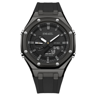 SMAEL Аналогови и цифрови часовници с двоен дисплей за жени Модни ежедневни розови силиконови спортни електронни ръчни часовници Дамски подарък