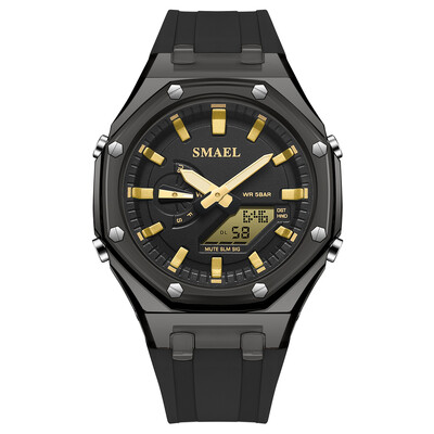 SMAEL Аналогови и цифрови часовници с двоен дисплей за жени Модни ежедневни розови силиконови спортни електронни ръчни часовници Дамски подарък