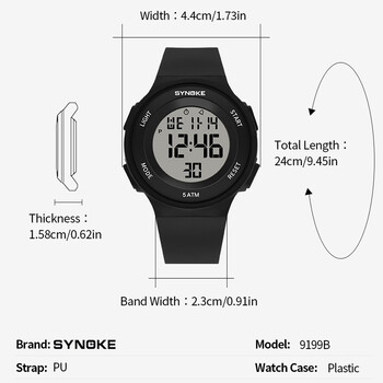 SYNOKE Sport Watch 5ATM Αδιάβροχο Unisex Fitness Tracker Ψηφιακή οθόνη Κοριτσίστικα ρολόγια για κολύμπι και καταδύσεις