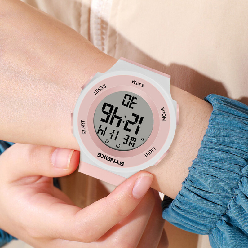 Ceas sport SYNOKE, 5ATM, rezistent la apă, tracker fitness unisex, afișaj digital, ceasuri pentru fete, pentru înot și scufundări