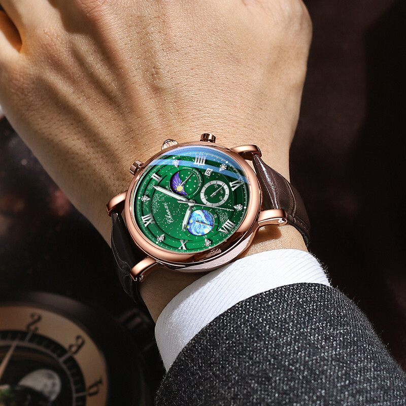 CHENXI ceasuri de lux pentru bărbați, impermeabil, cu stea, luminos, pentru bărbați, de înaltă calitate, cu cronograf, din piele, ceas de mână, pentru bărbați