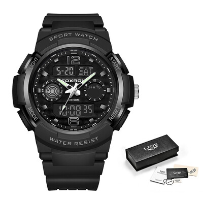 Ceas de bărbați LIGE Ceasuri de modă cu afișaj dublu de modă Ceasuri de cuarț sport militare, rezistente la apă, cadran albastru, calendar, cronograf, ceasuri pentru bărbați