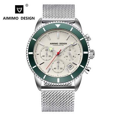 Ceasuri Panda Bărbați Data Cronograf Stop Ceasuri Quartz Calendar Ceas Bărbați Luminos Cadran 42mm 3ATM Relogio Masculino