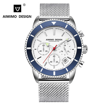 Ceasuri Panda Bărbați Data Cronograf Stop Ceasuri Quartz Calendar Ceas Bărbați Luminos Cadran 42mm 3ATM Relogio Masculino