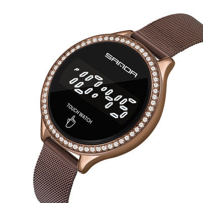 Часовник Дамски ръчни часовници LCD сензорен часовник Дамски часовници Crystal Diamond Часовник от неръждаема стомана Montre Femme