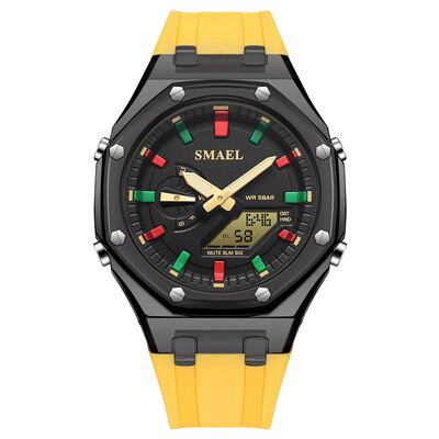 SMAEL Analogni i digitalni satovi s dva zaslona za žene Modni ležerni ružičasti silikonski sportski elektronički ručni satovi Poklon za žene