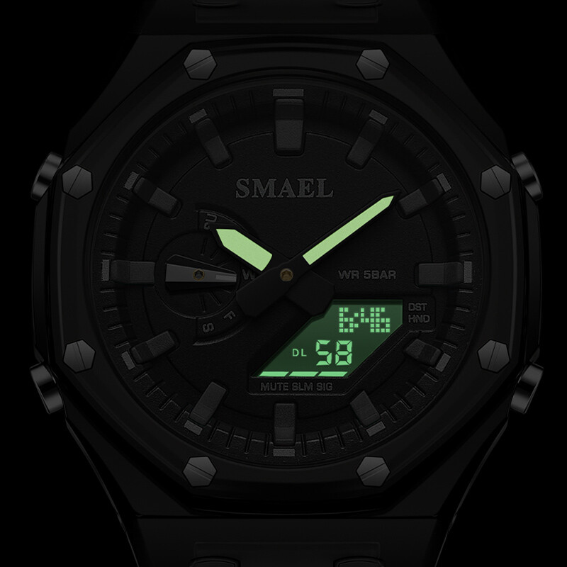 SMAEL Analogni i digitalni satovi s dva zaslona za žene Modni ležerni ružičasti silikonski sportski elektronički ručni satovi Poklon za žene