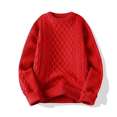 Pleteni pulover s okruglim izrezom Muška jesen i zima široka prugasta osnovna košulja Ležerni trend dugih rukava s muškim puloverom