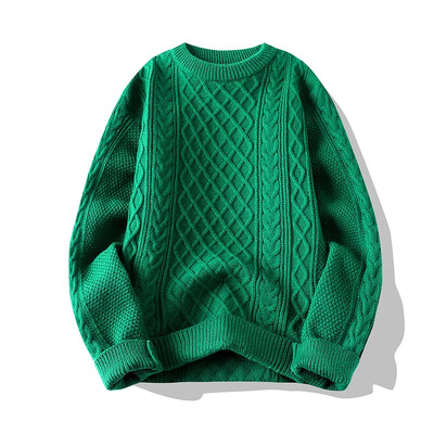 Pleteni pulover s okruglim izrezom Muška jesen i zima široka prugasta osnovna košulja Ležerni trend dugih rukava s muškim puloverom