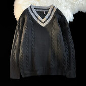 Vīriešu džemperis ar garām piedurknēm, rudens ziemas modes zīmols Pāris Lielizmēra Pulovera imitācija Alpaka Kokvilnas Materiāls Ērts