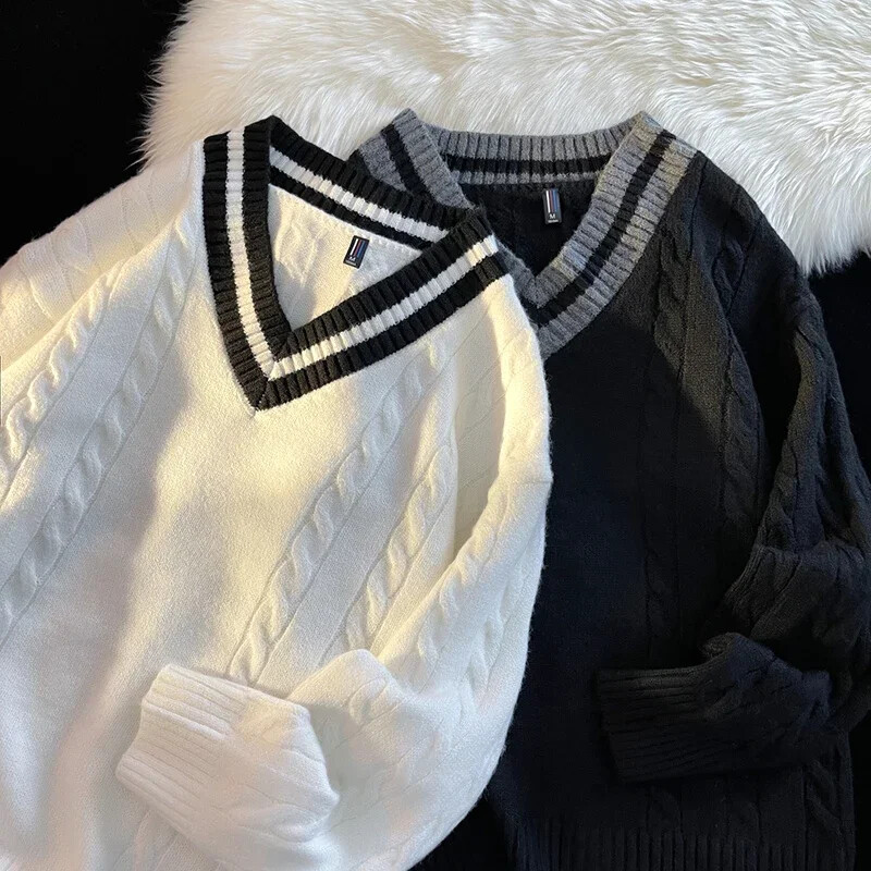 Vīriešu džemperis ar garām piedurknēm, rudens ziemas modes zīmols Pāris Lielizmēra Pulovera imitācija Alpaka Kokvilnas Materiāls Ērts