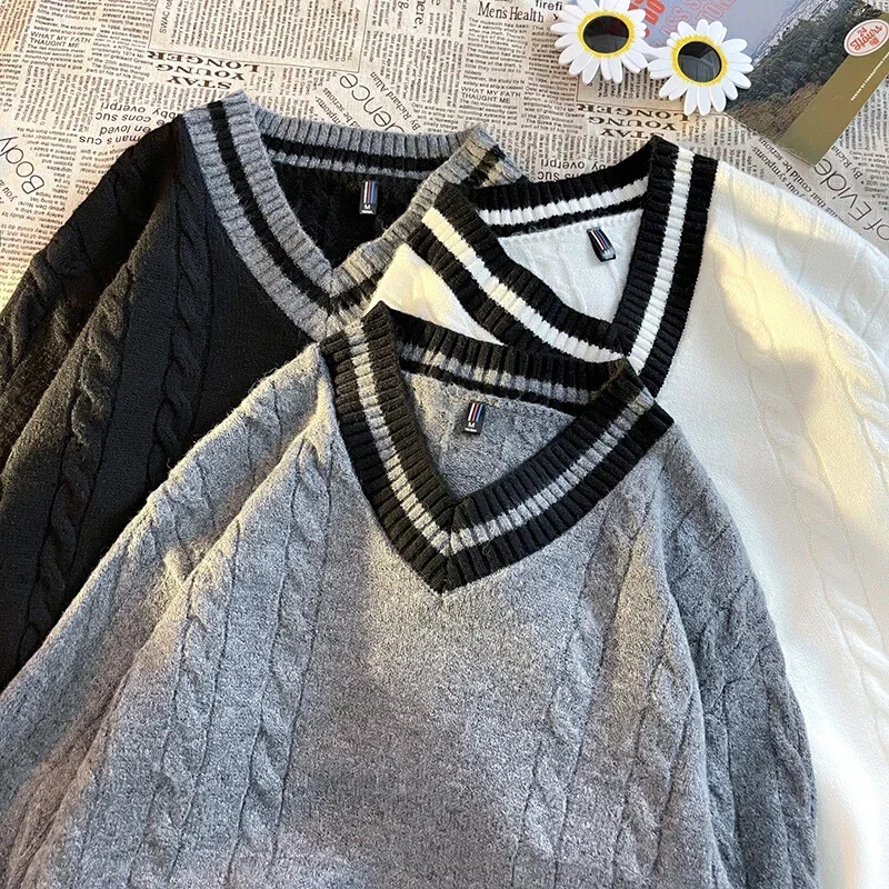 Vīriešu džemperis ar garām piedurknēm, rudens ziemas modes zīmols Pāris Lielizmēra Pulovera imitācija Alpaka Kokvilnas Materiāls Ērts