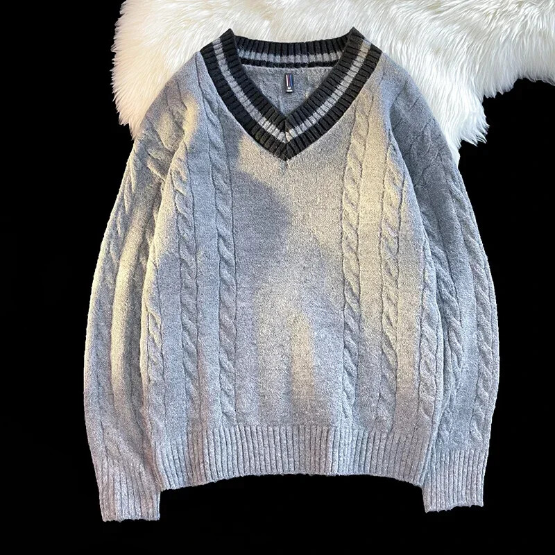 Vīriešu džemperis ar garām piedurknēm, rudens ziemas modes zīmols Pāris Lielizmēra Pulovera imitācija Alpaka Kokvilnas Materiāls Ērts
