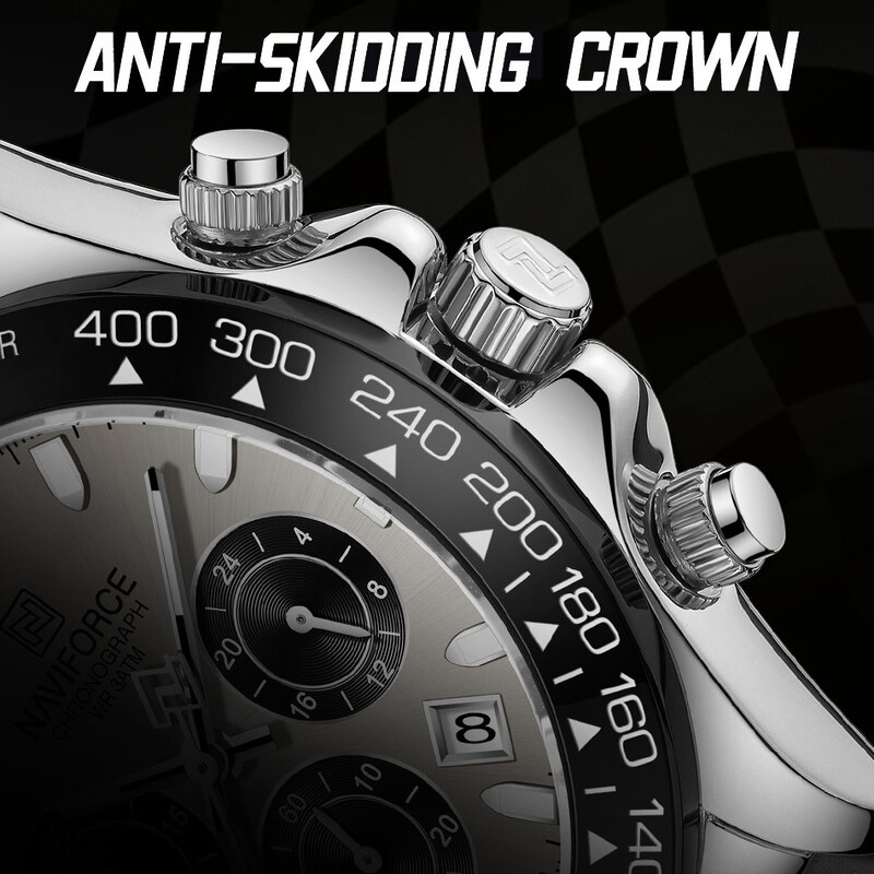 NAVIFORCE Ceas de lux pentru bărbați, sport, rezistent la apă, cuarț, curea din silicon, cronograf, ceasuri de mână luminoase, Relogio Masculino