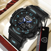 Ceas de bărbați LIGE, modă, sport militar, cu alarmă pentru dată, ceasuri pentru bărbați, cu LED, luminoase, rezistente la apă, din silicon, cuarț, ceas cu cronograf