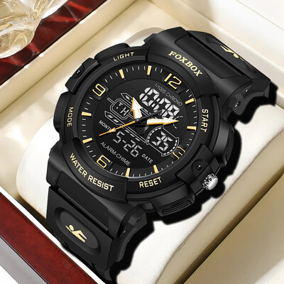 Ceas de bărbați LIGE, modă, sport militar, cu alarmă pentru dată, ceasuri pentru bărbați, cu LED, luminoase, rezistente la apă, din silicon, cuarț, ceas cu cronograf