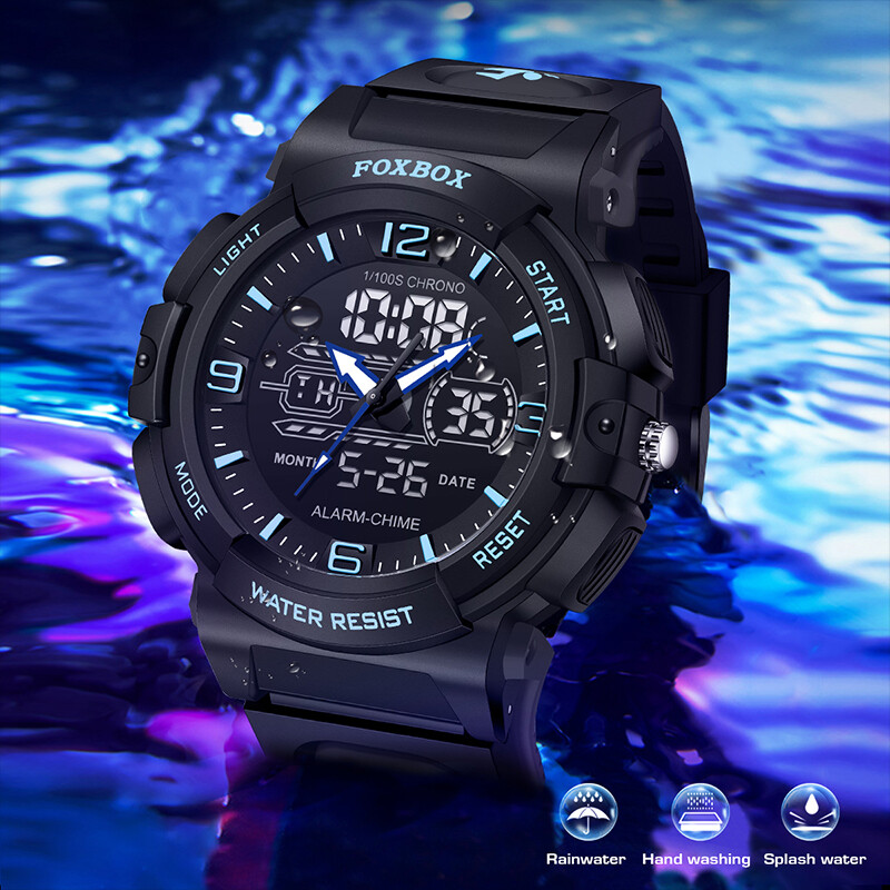 Ceas de bărbați LIGE, modă, sport militar, cu alarmă pentru dată, ceasuri pentru bărbați, cu LED, luminoase, rezistente la apă, din silicon, cuarț, ceas cu cronograf